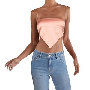 NWT Danielle Bernstein Cork Pink Handkerchief Cropped Tank Top